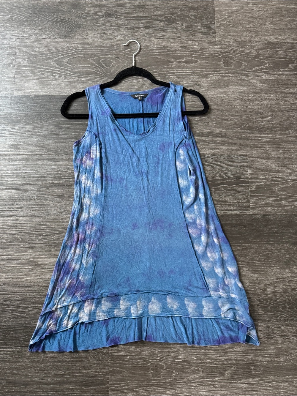 Blue Tie-Dye Sleeveless V-Neck Tunic Top/Dress